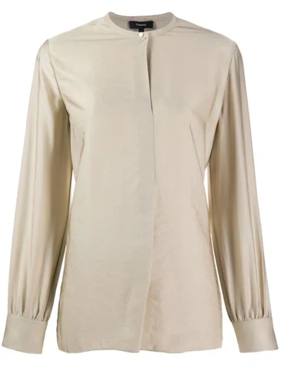 Theory Single Button Tunic In Neutrals