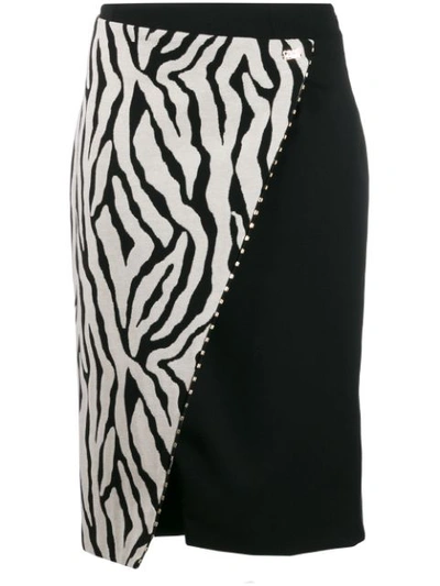 Cavalli Class Zebra Print Wrap Skirt In Black