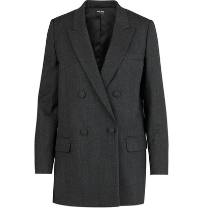 Miu Miu Wool Blazer In Ardesia