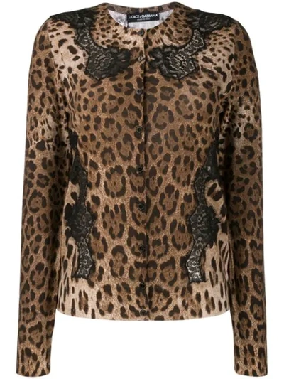 Dolce & Gabbana Leopard Print Cardigan In Brown