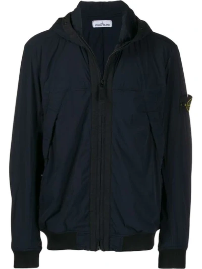 Stone Island Padded Hooded Jacket In Blue