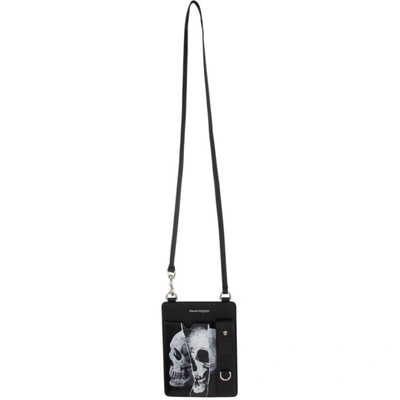 Alexander Mcqueen Black Skull-print Leather Cross-body Bag