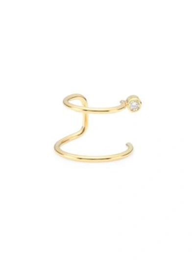 Zoë Chicco 14ct Yellow Gold And Diamond Double Band Ear Cuff (single)
