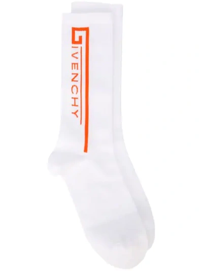 Givenchy White Logo-intarsia Cotton-blend Socks