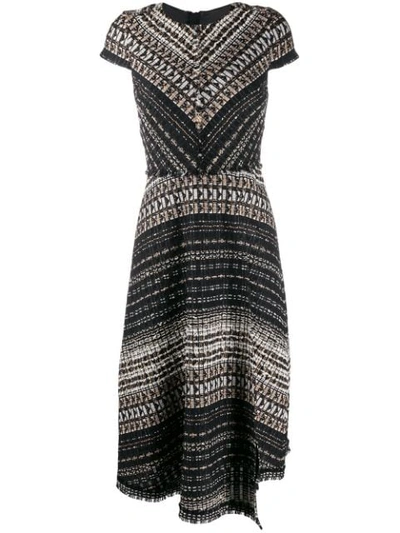 Paule Ka Textured Metallic-weave Bouclé-knit Midi Dress In Black