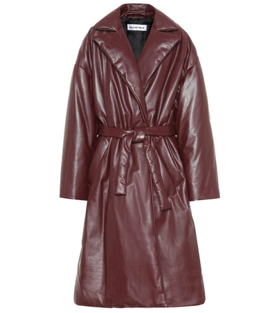 Balenciaga Padded Leather Coat In Brown