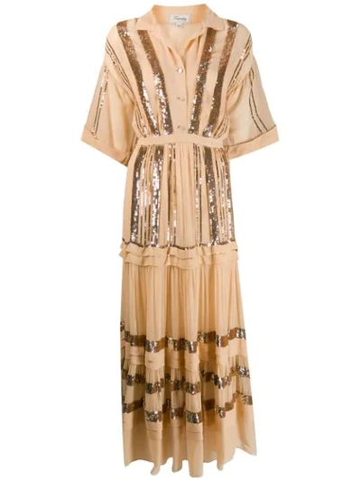 Temperley London Sable Sequin-embellished Chiffon Midi Dress In Neutrals