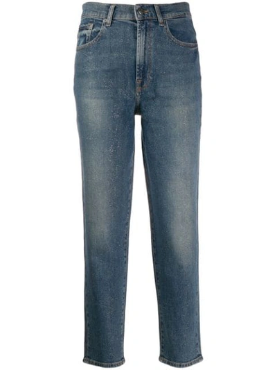 7 For All Mankind Glitter Straight Jeans In Blue