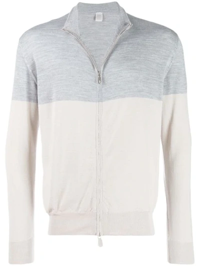 Eleventy Two-tone Zip-up Sweater In Grey