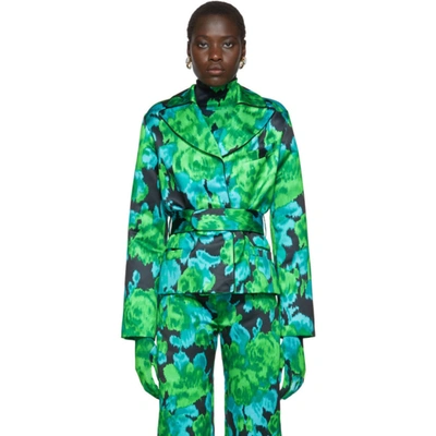 Richard Quinn Floral Print Cinched Jacket In Green