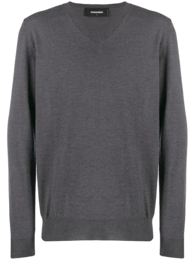 Dsquared2 V-neck Sweater In Grey