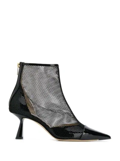 Jimmy Choo Kix 65 Mesh And Patent-leather Ankle Boots In Black