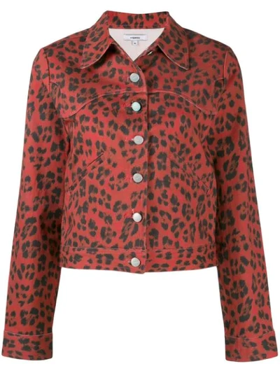 Miaou Lex Leopard Print Denim Jacket In Red