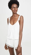 Eberjey Iona Point D'esprit Tulle-trimmed Stretch-modal Playsuit In Ivory