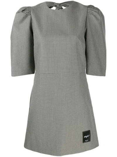 Msgm Short Houndsdtooth Dress In Black