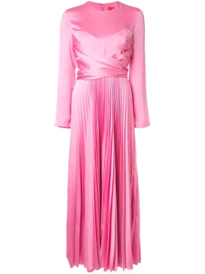 Solace London Pleated Long Dress In Pink