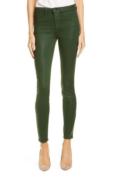 L'agence Marguerite High-rise Coated Skinny Jeans In Moss Coated