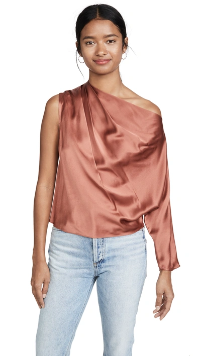Michelle Mason Women's One-sleeve Silk Drape Top In Shell
