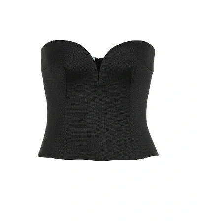 Prada Sweetheart Neckline Virgin Wool Bustier Top In Black