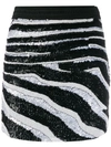 Amen Minirock Mit Zebra-print In Black White