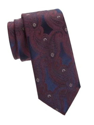 Brioni Men's Paisley Print Silk Tie In Midnight Brown