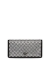 Prada Crystal Embellished Wallet On Chain In Black