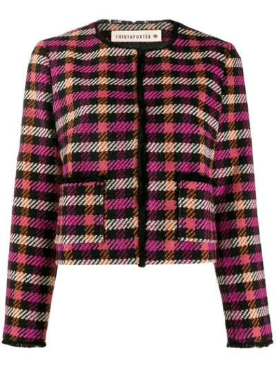 Shirtaporter Cropped Tweed Jacket In Black