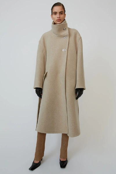 Acne Studios A-line Wrap Coat Beige Melange | ModeSens