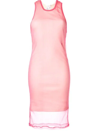 Helmut Lang Masc Sheer Layered Tank Dress In Pink