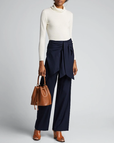 Chloé Wool Wrap-front Flare Pants In Black
