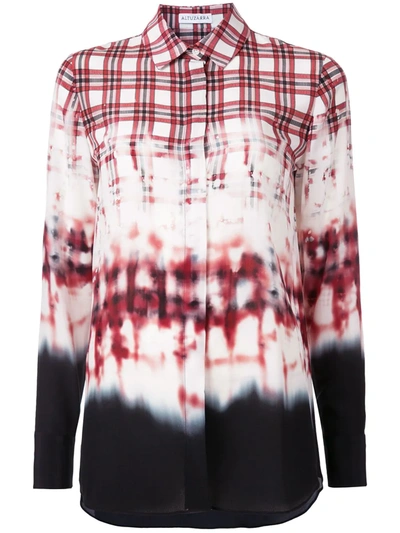 Altuzarra Chika Shirt In Ombre, Plaid, Red, White. In Scarlet