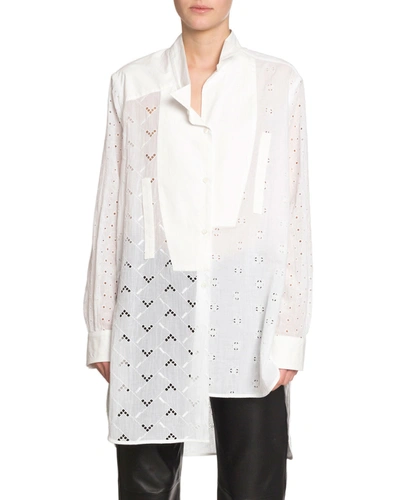Loewe Embroidered Long-sleeve Asymmetric Shirt In White