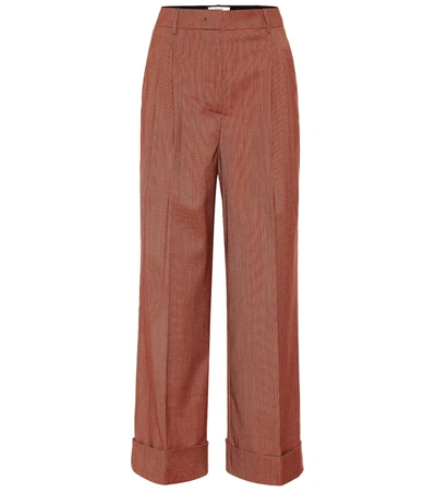 Fendi Wool-blend Wide-leg Pants In Orange