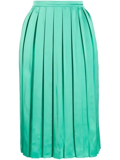 Plan C Pleated Midi Skirt In Green