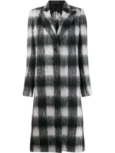 Maison Margiela Checked Textured Long Coat In Multicolor