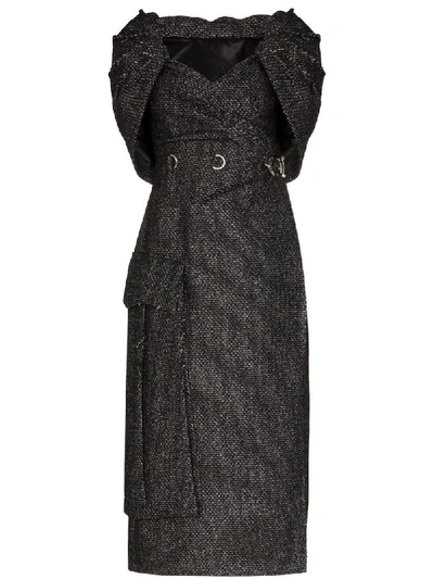 Prada One-shoulder Wool Twill Dress In Black
