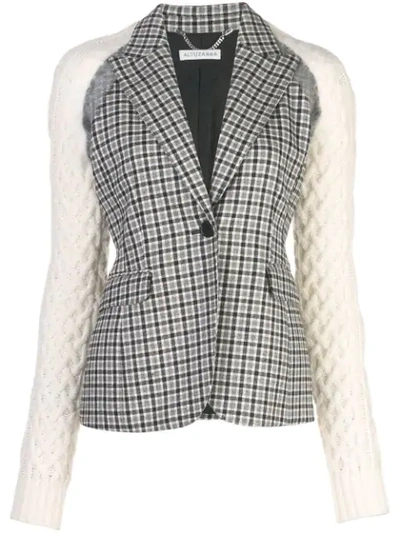 Altuzarra Hester Cable-knit Wool-blend Jacket In Black White