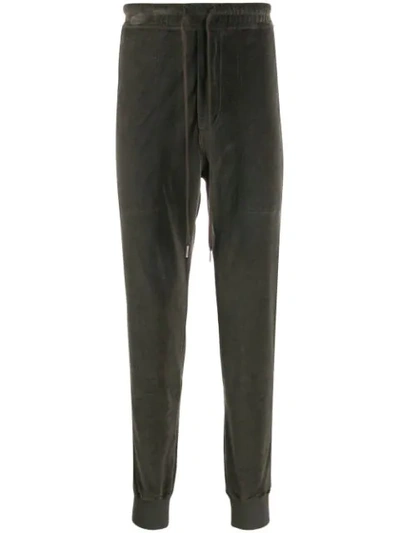 Tom Ford Slim-fit Tapered Cotton-blend Velour Sweatpants In Grey