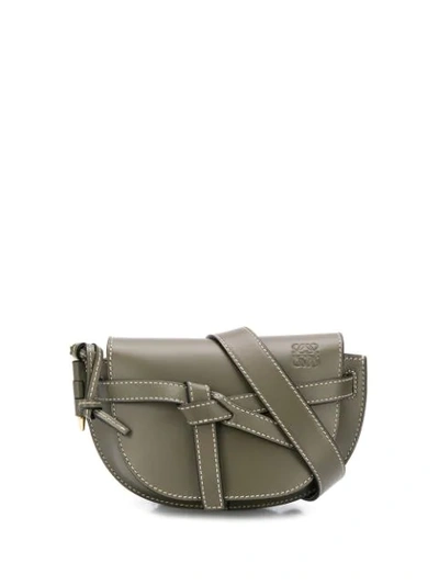 Loewe Mini Gate Leather Belt Bag In Khaki Green