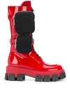 Prada Pouch Detail Calf Boots In F0011 Rosso