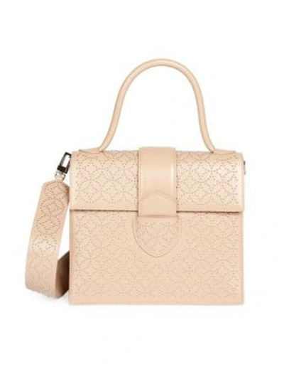 Alaïa Medium Leonie Arabeque Studded Leather Top Handle Bag In Sandy
