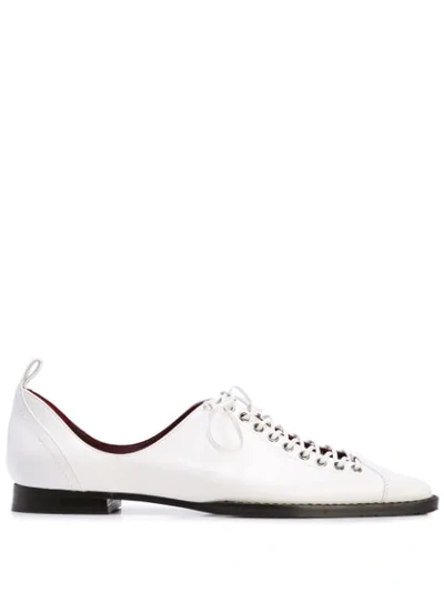 Sies Marjan Terra Lace-up Square Toe Loafer In White