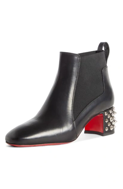 Christian Louboutin Study Studded Leather Chelsea Boots In Black Silver