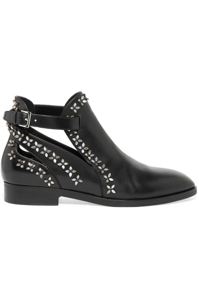 Alaïa Appliquéd Cutout Leather Ankle Boots In Black