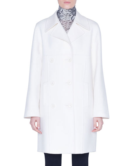 Akris Cashmere Double-Breasted Midi Coat In Off White | ModeSens