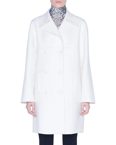Akris Cashmere Double-breasted Midi Coat In Off White