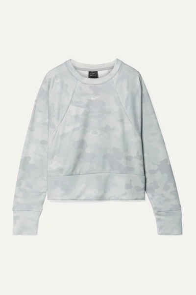 Nike Rebel Camouflage-print Dri-fit Sweatshirt In Light Gray