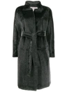 Herno Stand Collar Faux-fur Coat In Grey