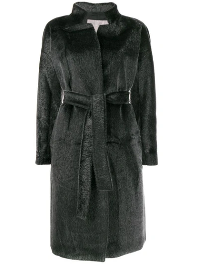 Herno Stand Collar Faux-fur Coat In Grey