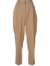 N°21 Pleated Wool Tapered-leg Trousers In Brown